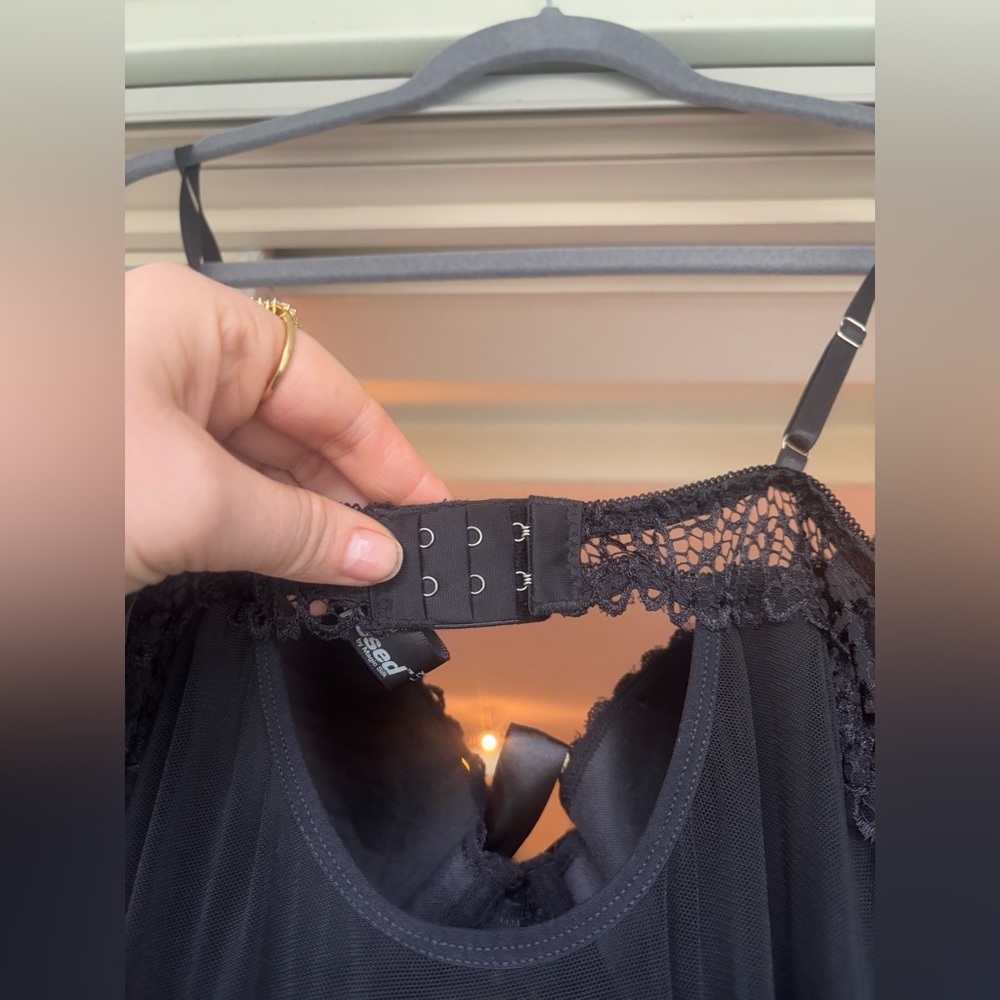 MAGIC SILK Exposed Long Black Sheer Lace Lingerie Gown – Sensual Mesh Size L - Picture 13 of 15